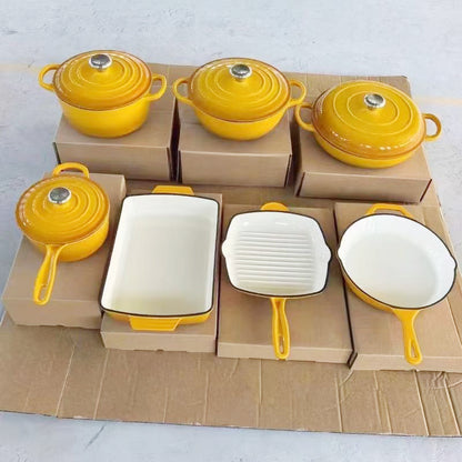 Happiness YELLOW ENAMELED CAST IRON KITCHENWARE - 7 PCS SET