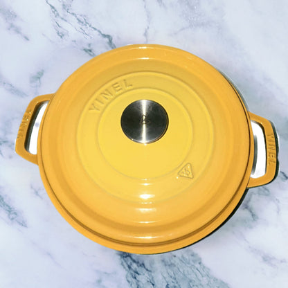 Happiness YELLOW ENAMELED CAST IRON POT - 40 x 30 x 6cm / 6.2kg
