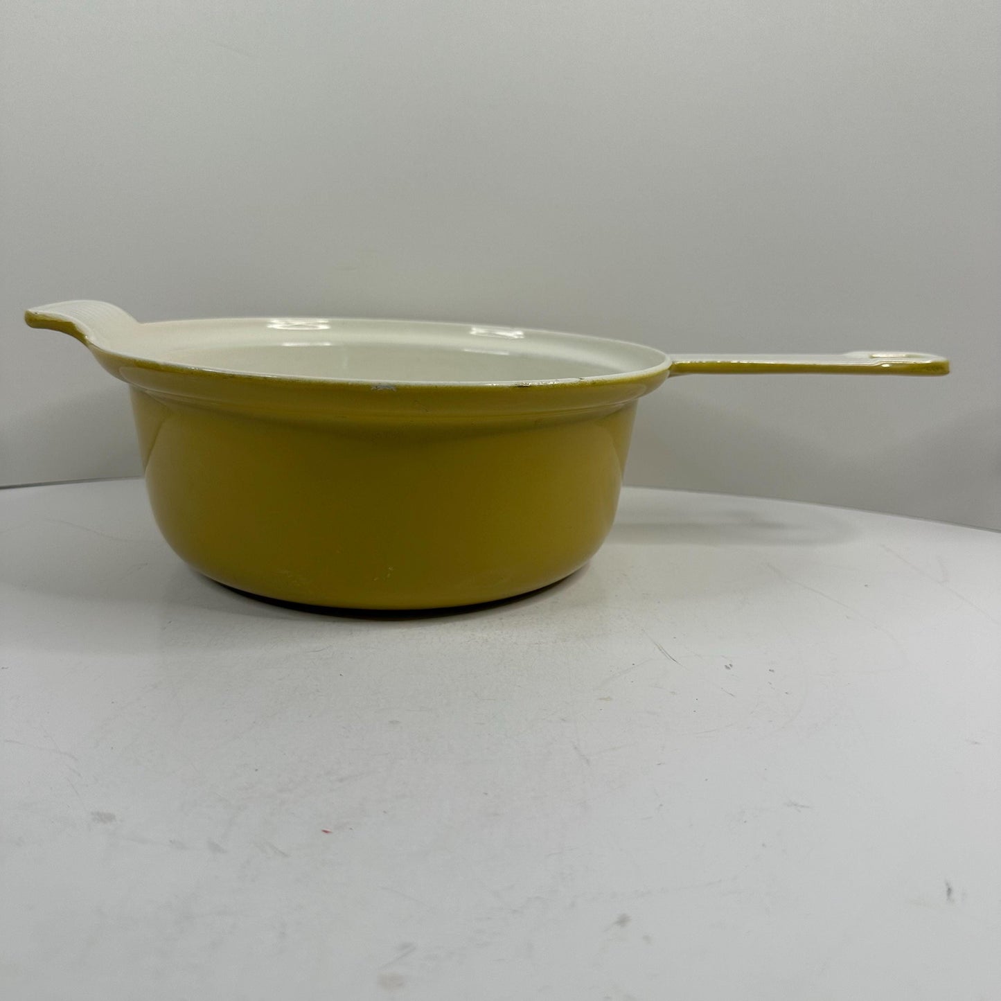 Happiness YELLOW ENAMELED CAST IRON SAUTE/SAUCE PAN - 37 x 19 x 9cm / 3.1kg