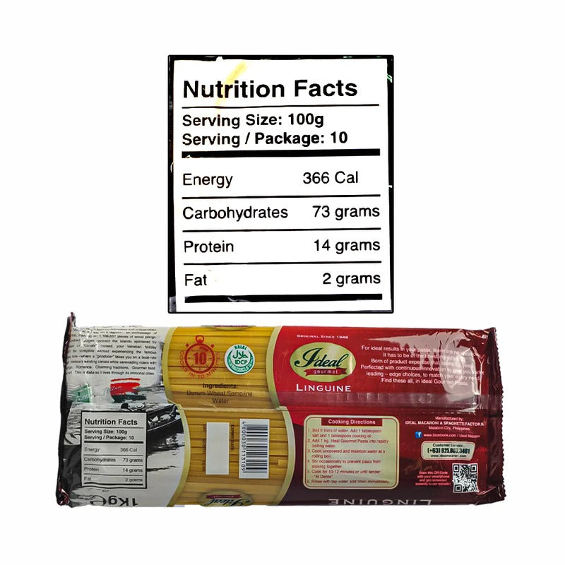 1 CASE - Ideal Gourmet Pasta -LINGUINE 1Kg (15 pcs)