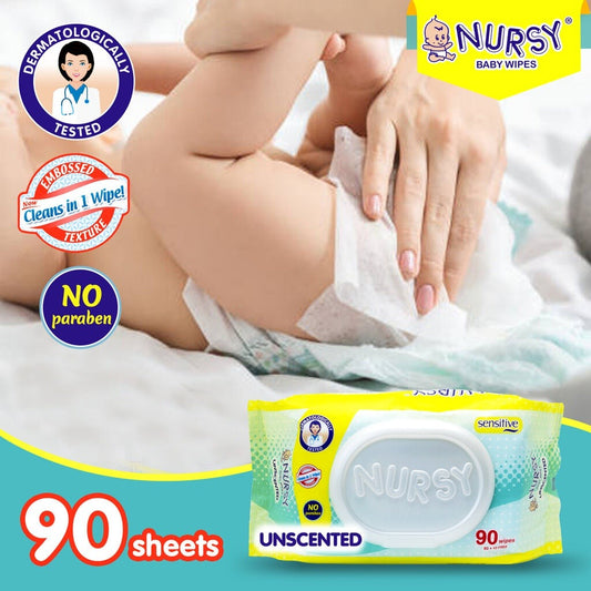 Bundle of 4 - Nursy Baby Wipes Unscented 90's