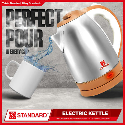 STANDARD - ELECTRIC KETTLE 2L 1500W - STAINLESS STEEL BODY