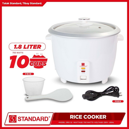 STANDARD RICE COOKER 700W - 1.8 Liters Capacity Up to 10 Cups