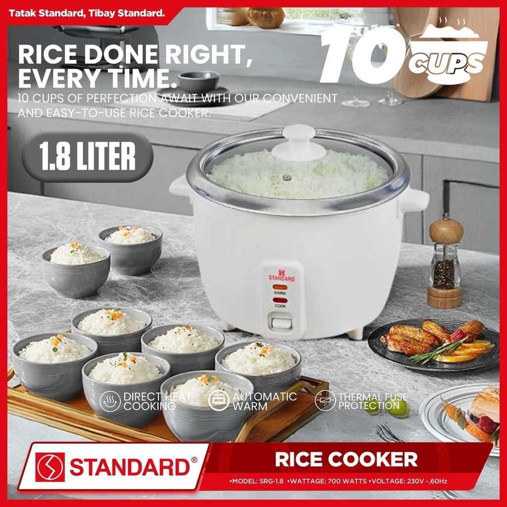 STANDARD RICE COOKER 700W - 1.8 Liters Capacity Up to 10 Cups