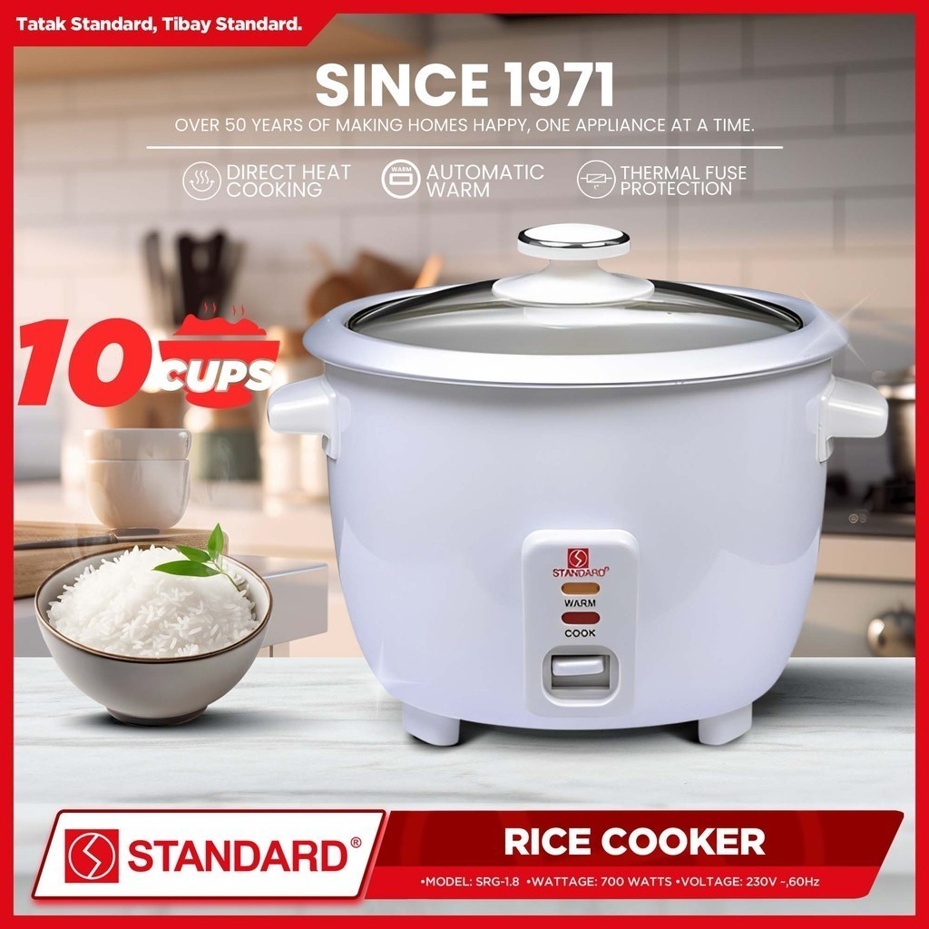 STANDARD RICE COOKER 700W - 1.8 Liters Capacity Up to 10 Cups