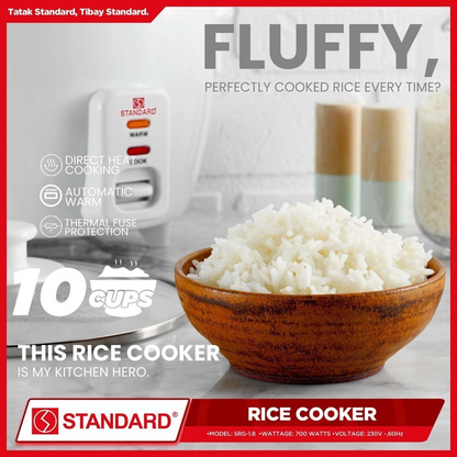 STANDARD RICE COOKER 700W - 1.8 Liters Capacity Up to 10 Cups