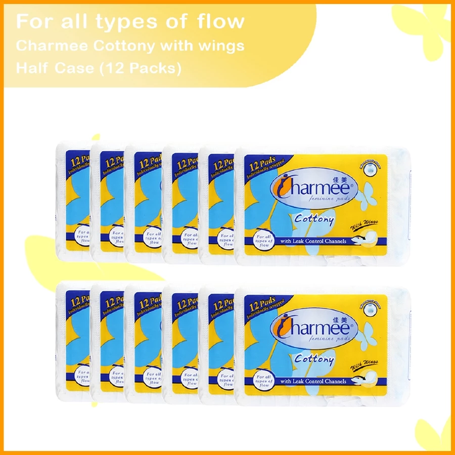 1 CASE - Charmee Cottony Sanitary Napkin for All Types of Flow w/ wings 12's (24 packs)