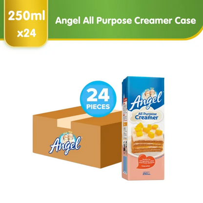 Angel ALL PURPOSE CREAMER 250ml (Case of 24pcs) - Perfect for Cakes & Frozen Desserts, Easy Whip