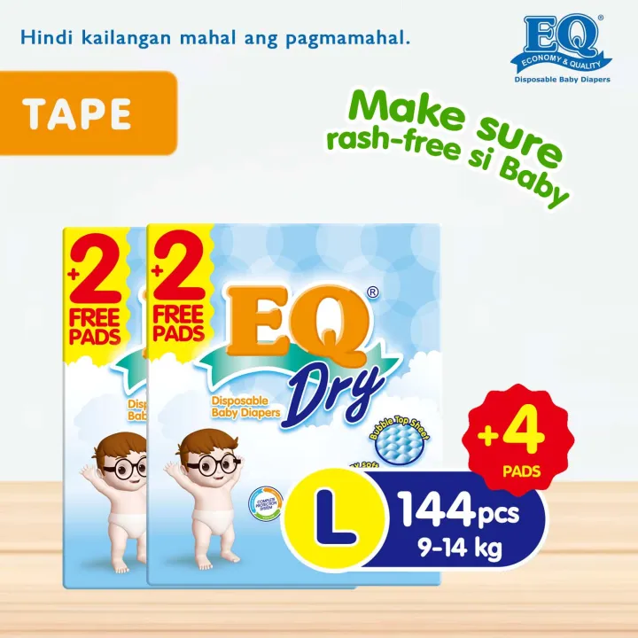EQ Dry Mega Pack LARGE (9-14 kg) - 72 pcs