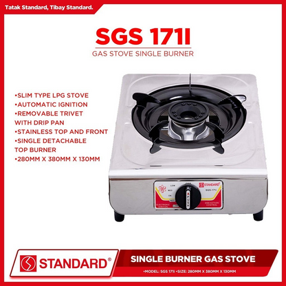 STANDARD GAS STOVE SINGLE BURNER LPG Stainless Steel Slim type - (BURNER ONLY)