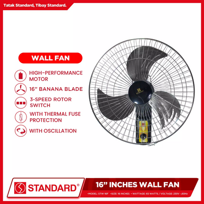 STANDARD ELECTRIC FAN 16" - Wall Fan  Metal Blade