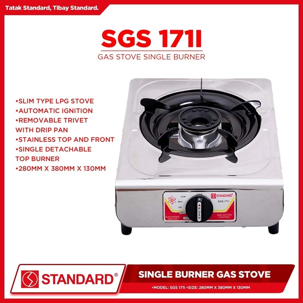 STANDARD GAS STOVE SINGLE BURNER LPG Stainless Steel Slim type - (BURNER ONLY)