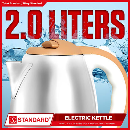 STANDARD - ELECTRIC KETTLE 2L 1500W - STAINLESS STEEL BODY