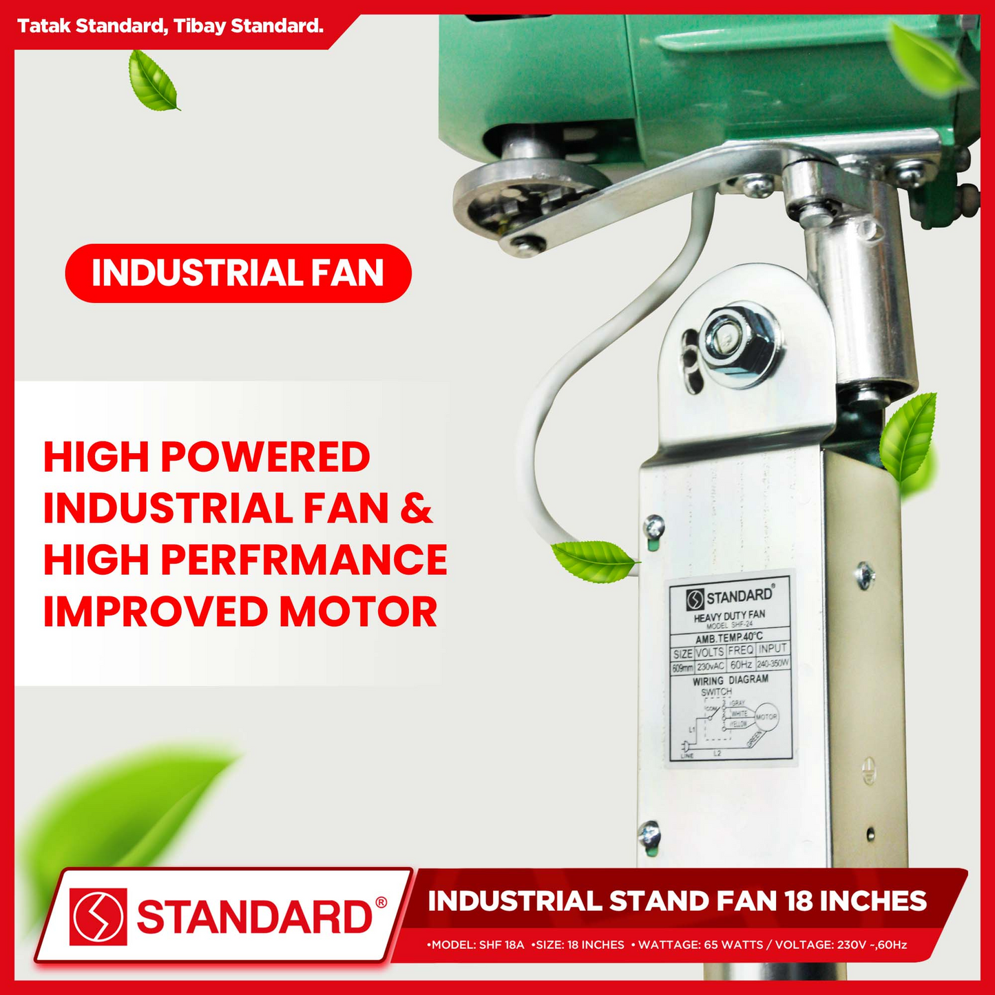 STANDARD INDUSTRIAL STAND FAN 18" - Metal Blade