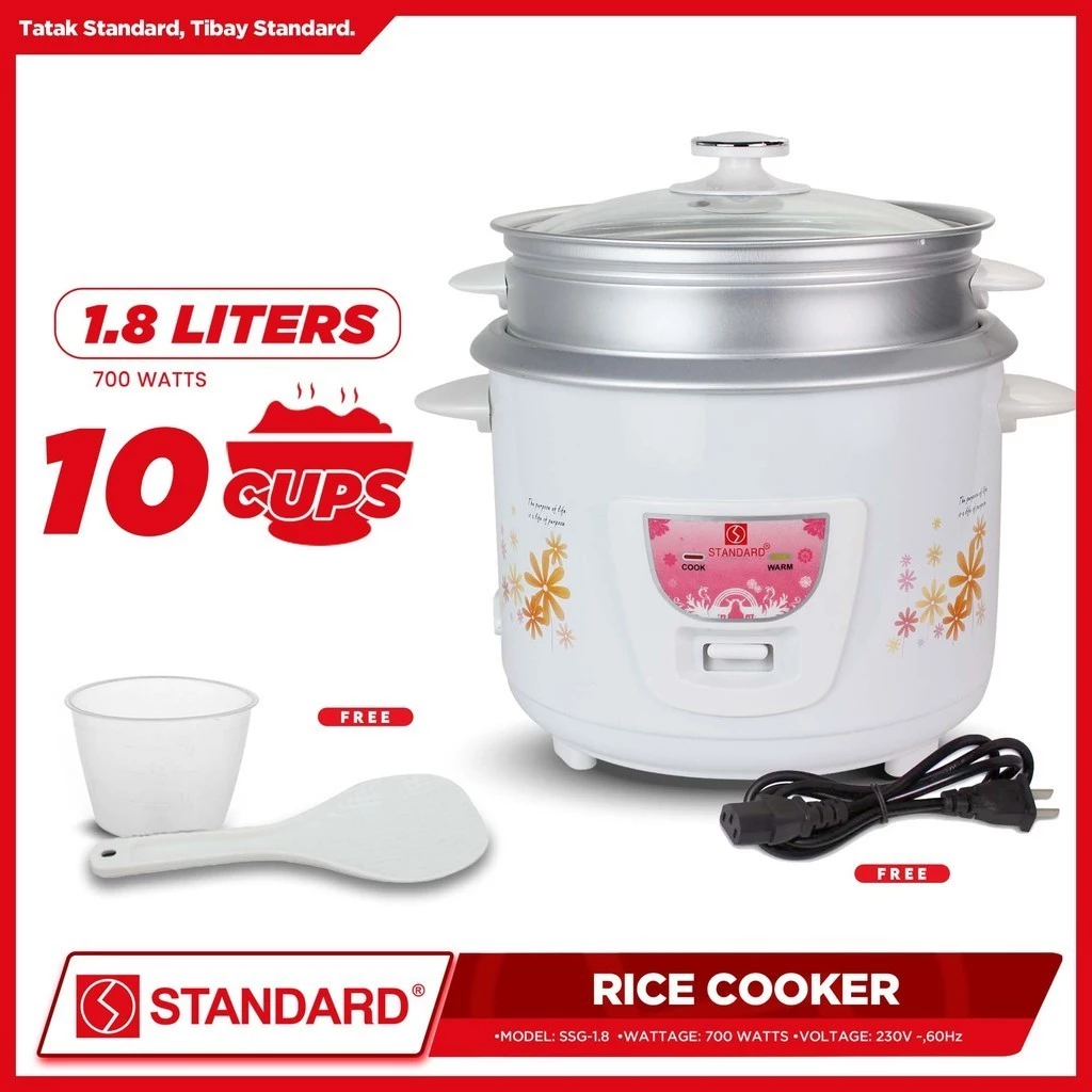 STANDARD RICE COOKER 700W 1.8 Liters with Steamer
