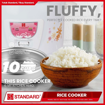 STANDARD RICE COOKER 700W 1.8 Liters with Steamer