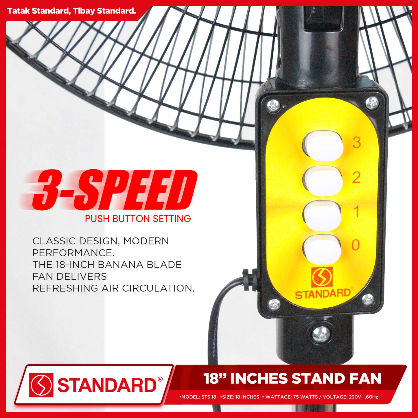 STANDARD STAND FAN 18" Plastic Blade - GREEN