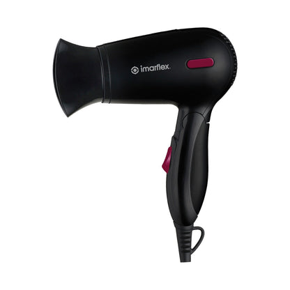 IMARFLEX HD-1300 - Portable Hair Dryer - FOLDABLE HANDLE (BLACK)