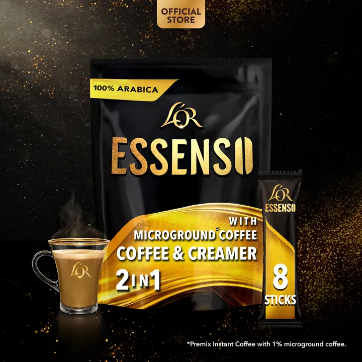 1 CASE - L'OR ESSENSO Instant 2in1 Coffee with Coffee & Creamer with Microground (16g x 8Sticks) - 24packs