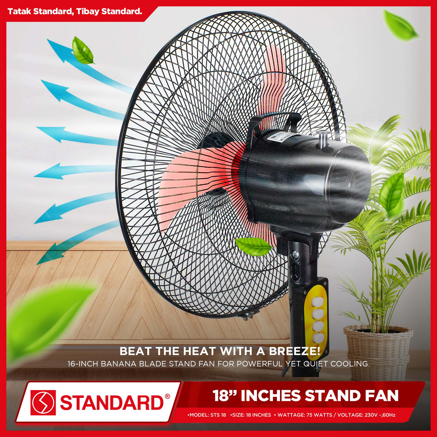 STANDARD STAND FAN 18" Plastic Blade - GREEN