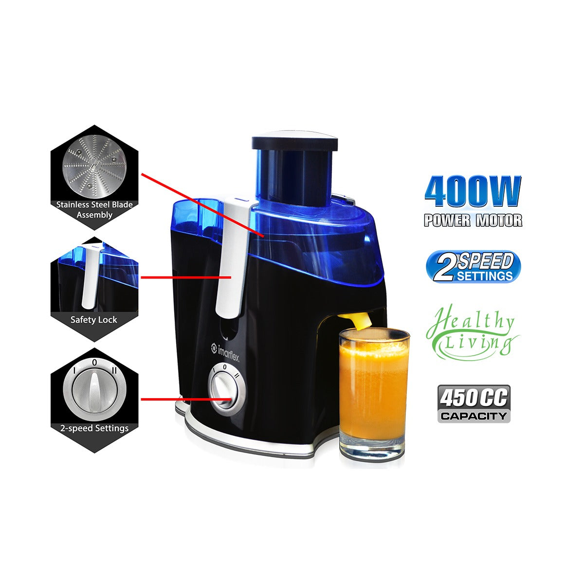 IMARFLEX  IJE-5000- Juice Extractor - BLACK