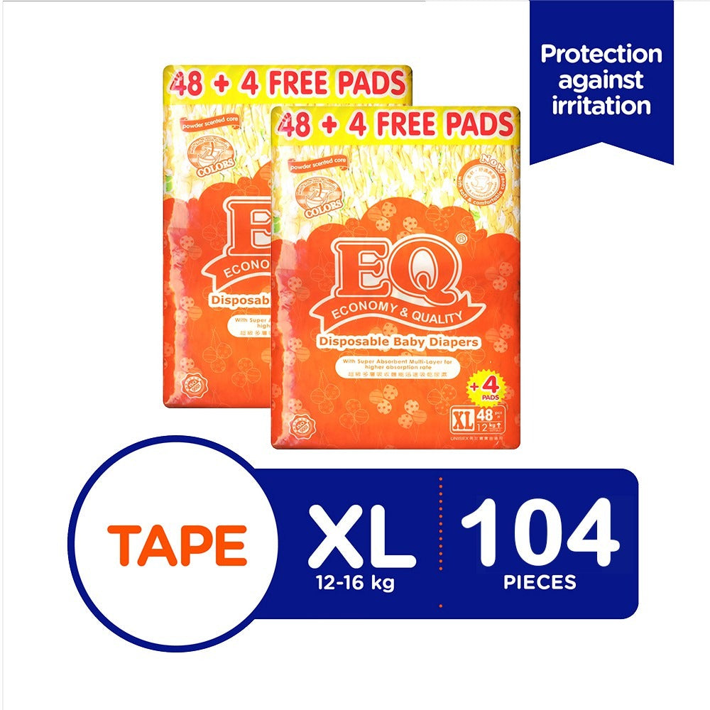 EQ Colors Jumbo Pack XL 52's - Tape Baby Diapers