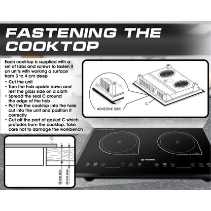 IMARFLEX  IDX-3250B - Built-in Twin Induction Cooker- L 1300W / R 1500W