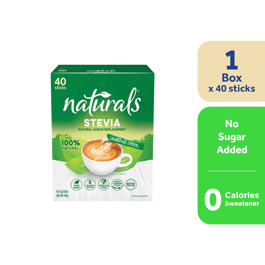 NATURALS STEVIA Zero Calorie Sweetener - (Natural Stevia Sweetener, Sugar Free) - 40 STICKS
