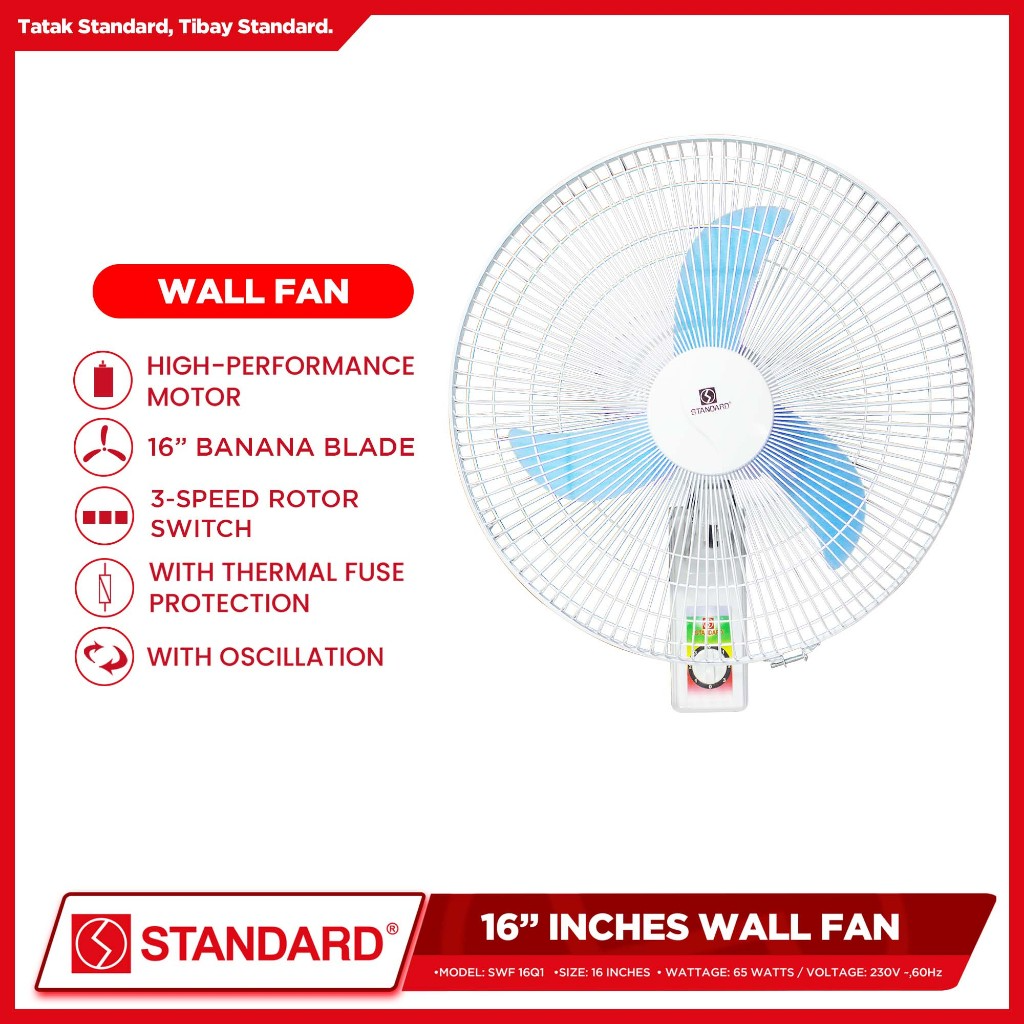 STANDARD ELECTRIC FAN 16" Wall Fan Plastic Blade