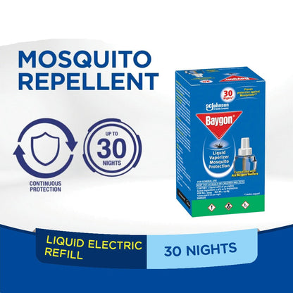 BAYGON LIQUID VAPORIZER MOSQUITO REPELLER - Refill 19.8g/30nights (Pack of 3)