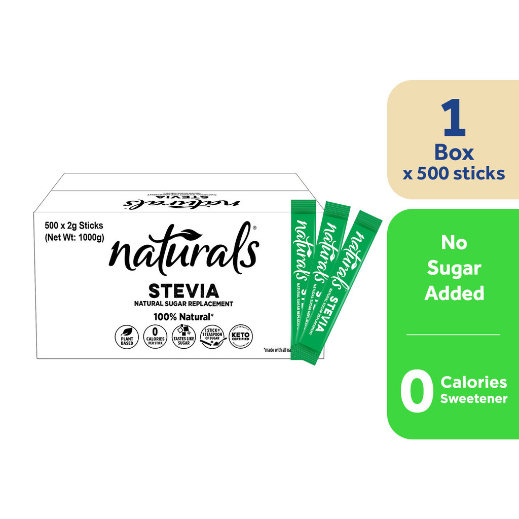 NATURALS STEVIA Zero Calorie Sweetener - Natural Stevia Sweetener, Sugar Free - (500 Sticks x 1 Box)