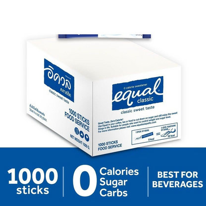 EQUAL Classic Zero Calorie Sweetener (1000 Sticks) - Sugar Substitute, Diabetic Friendly - 1 BOX