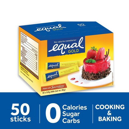 EQUAL Gold Zero Calorie Sweetener (50 Sticks per Box) - Keto Diet Friendly, Diabetic Friendly - BUNDLE OF 3