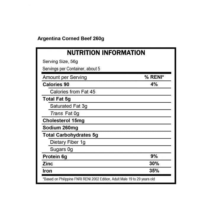 Argentina Corned Beef 260g (Case of 48pcs) - 100% Pure Beef, High Protein, Halal Certified