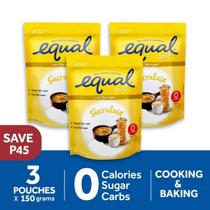 EQUAL Gold Sugarly Zero Calorie Sweetener 150g - (Keto Diet Friendly, Diabetic Friendly) - BUNDLE OF 3