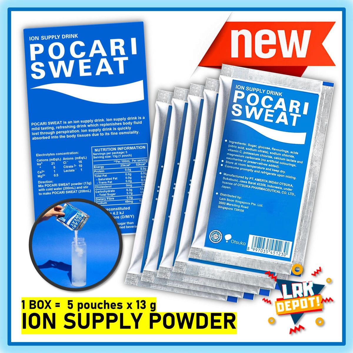 Sweat Powder 5 pcs x 13g sachet - Pocari Sweat Powder in Sachets - 5 pcs x 13g sach ...