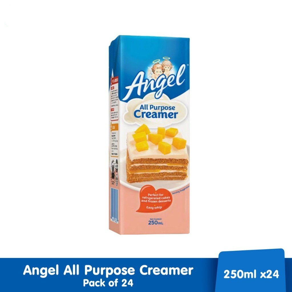 Angel ALL PURPOSE CREAMER 250ml (Case of 24pcs) - Perfect for Cakes & Frozen Desserts, Easy Whip