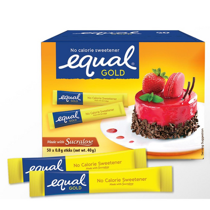 EQUAL Gold Zero Calorie Sweetener (50 Sticks per Box) - Keto Diet Friendly, Diabetic Friendly - BUNDLE OF 3