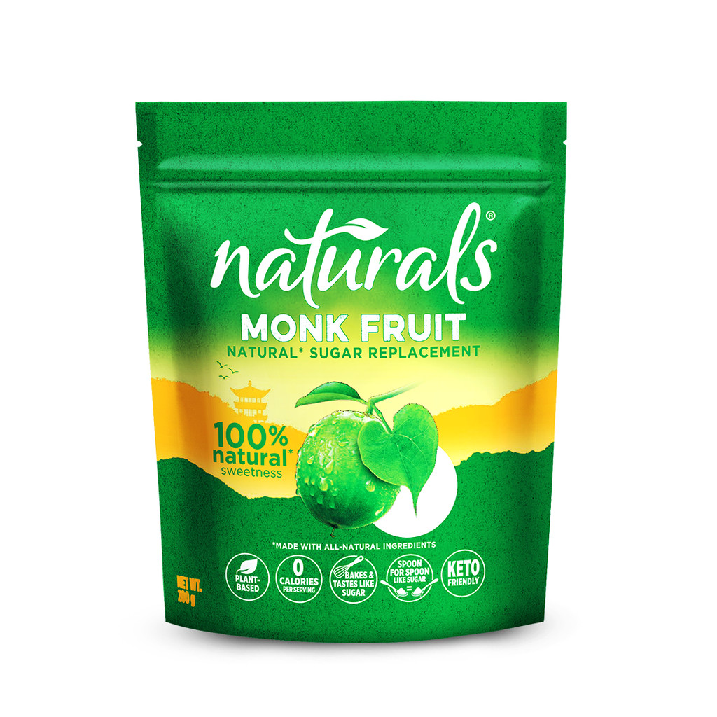 NATURALS MONK FRUIT Zero Calorie Sweetener 200g - Natural Sweetener, Sugar Free - (BUNDLE OF 3)