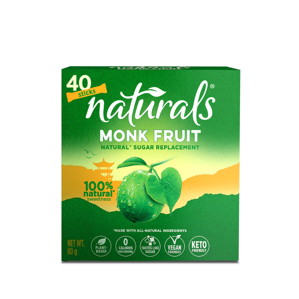 NATURALS MONK FRUIT Zero Calorie Sweetener (40 Sticks) - Natural Sweetener, Sugar Free - (BUNDLE OF 3)