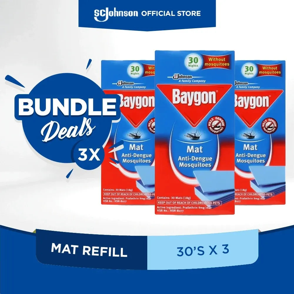 BAYGON ANTI MOSQUITO MATS - Refill 30s (PACK OF 3)