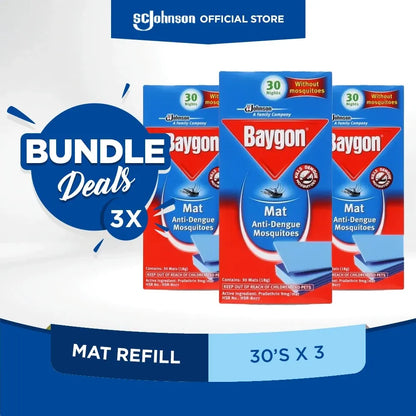BAYGON ANTI MOSQUITO MATS - Refill 30s (PACK OF 3)