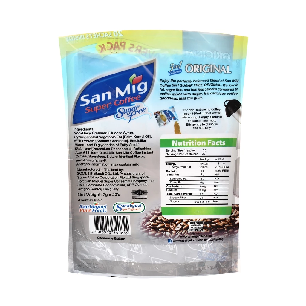 1 CASE - SAN MIG Super Coffee Original Sugar Free (7g x 20sachet) -15 packs