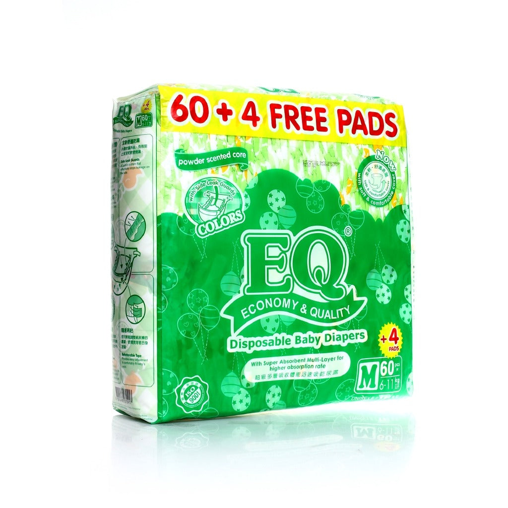 EQ Colors Jumbo Pack Medium 64's - Tape Baby Diapers