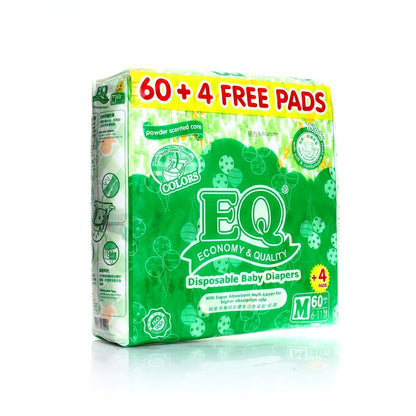 EQ Colors Jumbo Pack Medium 64's - Tape Baby Diapers