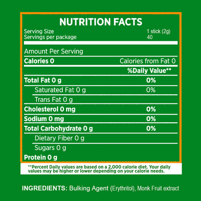 NATURALS MONK FRUIT Zero Calorie Sweetener (40 Sticks) - Natural Sweetener, Sugar Free - (BUNDLE OF 3)