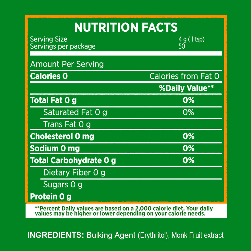 NATURALS MONK FRUIT Zero Calorie Sweetener 200g - Natural Sweetener, Sugar Free - (BUNDLE OF 3)