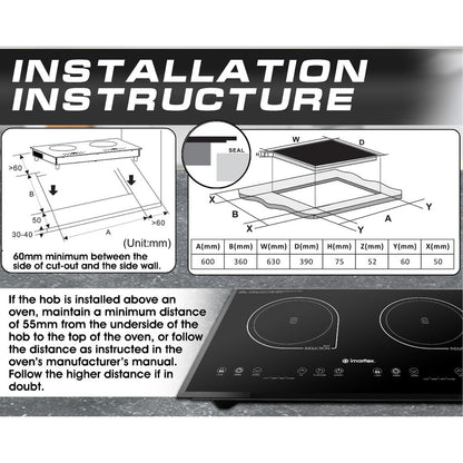 IMARFLEX  IDX-3250B - Built-in Twin Induction Cooker- L 1300W / R 1500W