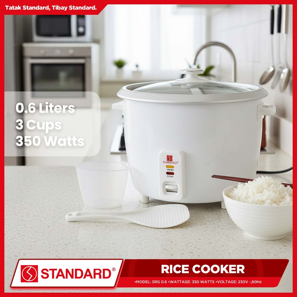Standard SRG0.6L RICE COOKER (350W) Plain white 0.6L/3Cups – ABOT.ph