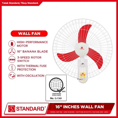 STANDARD ELECTRIC FAN 16" Wall Fan Plastic Blade